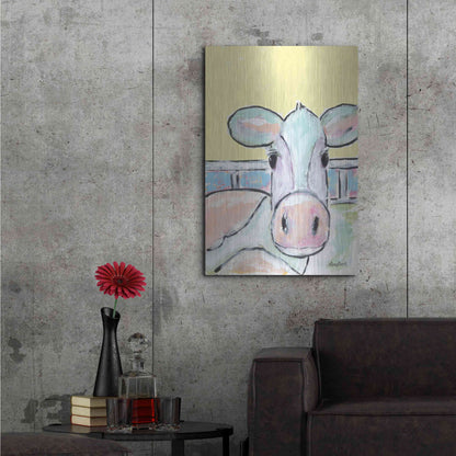 Luxe Metal Art 'Moo Moo' by Roey Ebert, Metal Wall Art,24x36