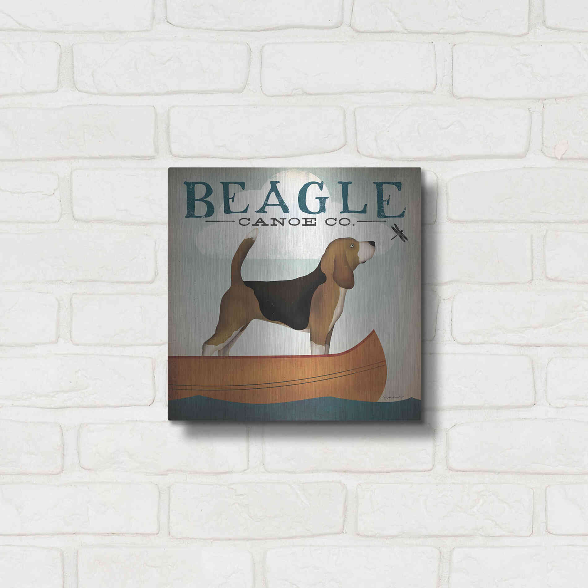 Luxe Metal Art 'Beagle Canoe Co' by Ryan Fowler, Metal Wall Art,12x12