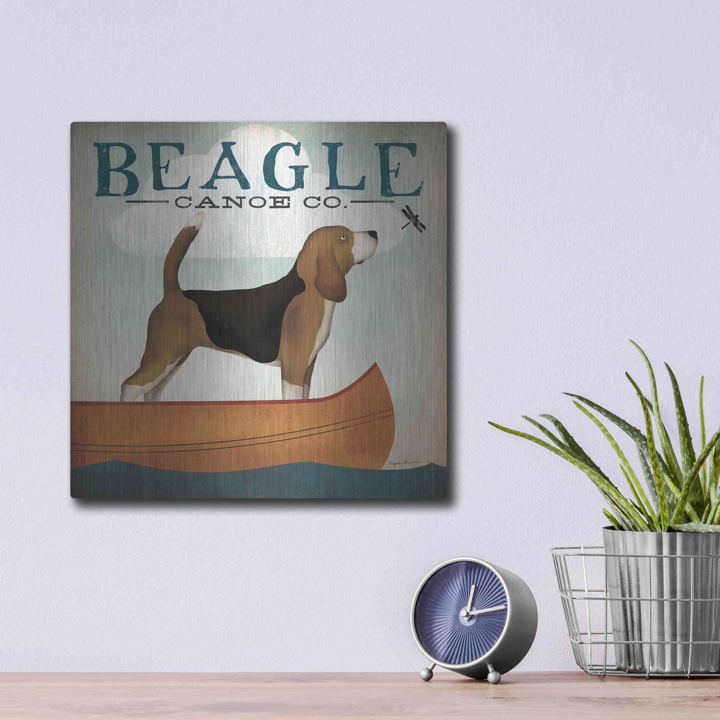 Luxe Metal Art 'Beagle Canoe Co' by Ryan Fowler, Metal Wall Art,12x12
