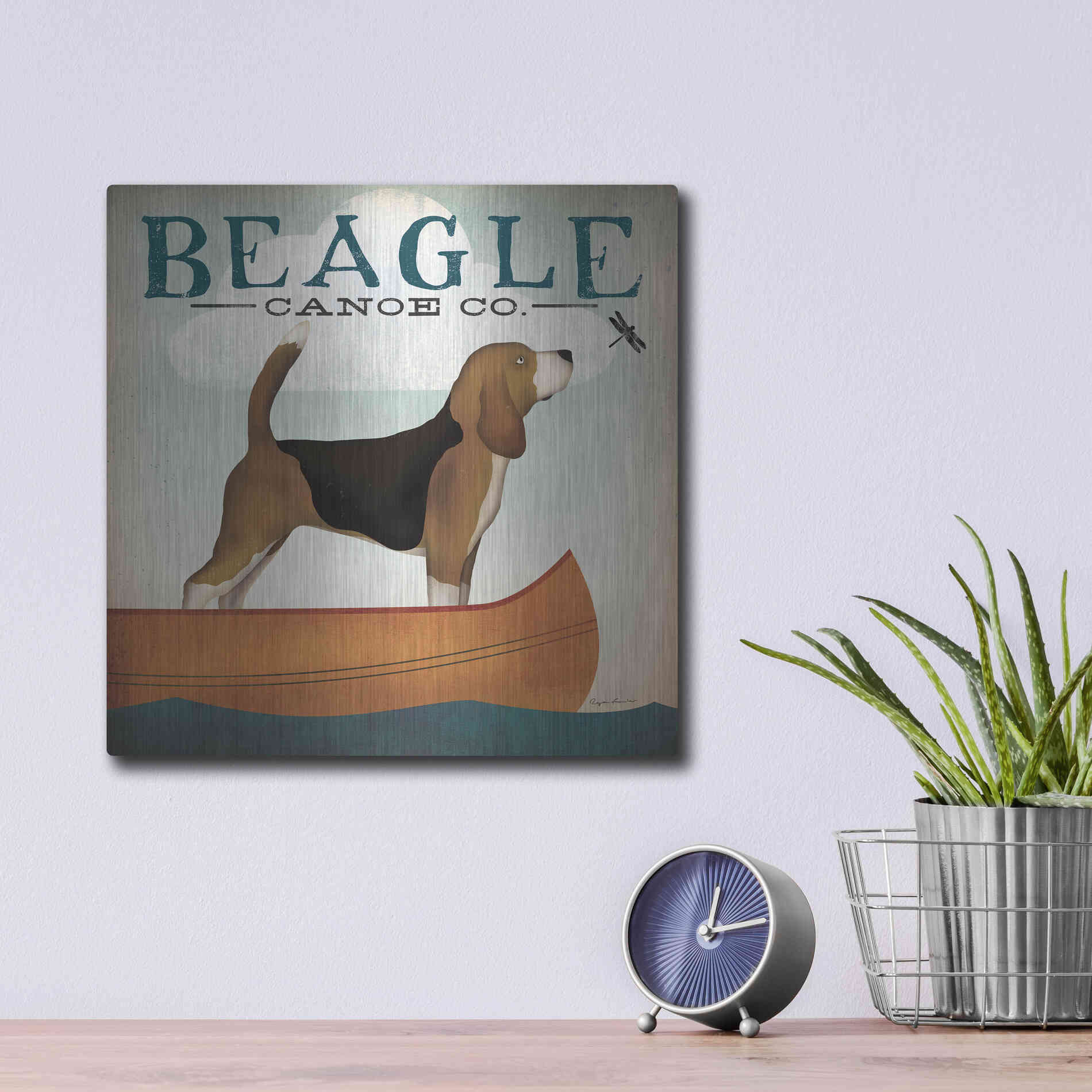 Luxe Metal Art 'Beagle Canoe Co' by Ryan Fowler, Metal Wall Art,12x12
