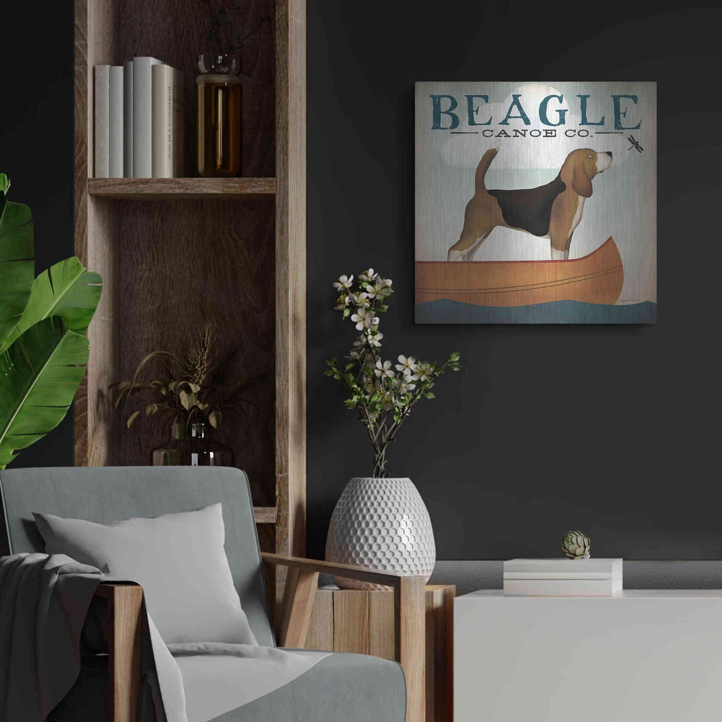 Luxe Metal Art 'Beagle Canoe Co' by Ryan Fowler, Metal Wall Art,24x24