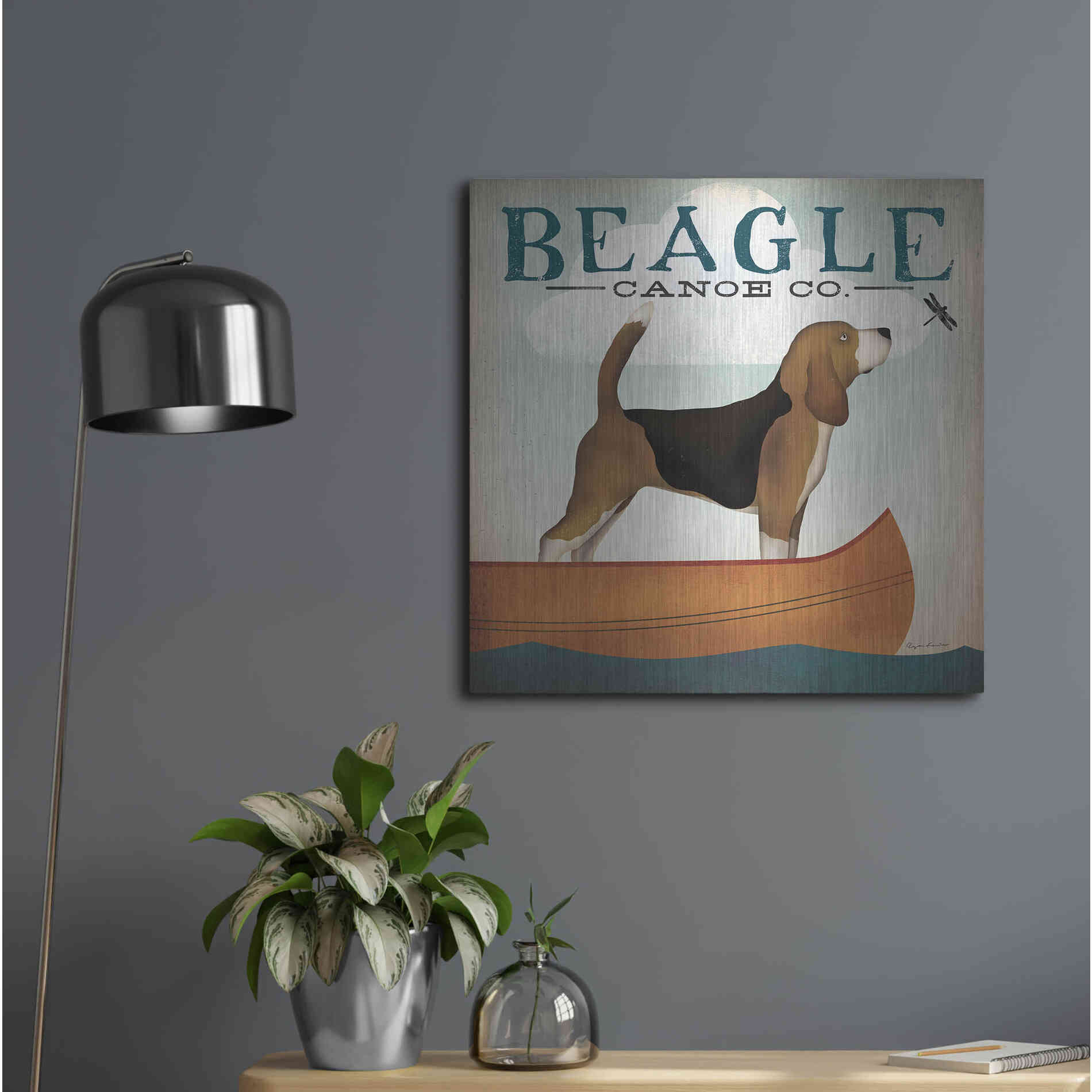 Luxe Metal Art 'Beagle Canoe Co' by Ryan Fowler, Metal Wall Art,24x24