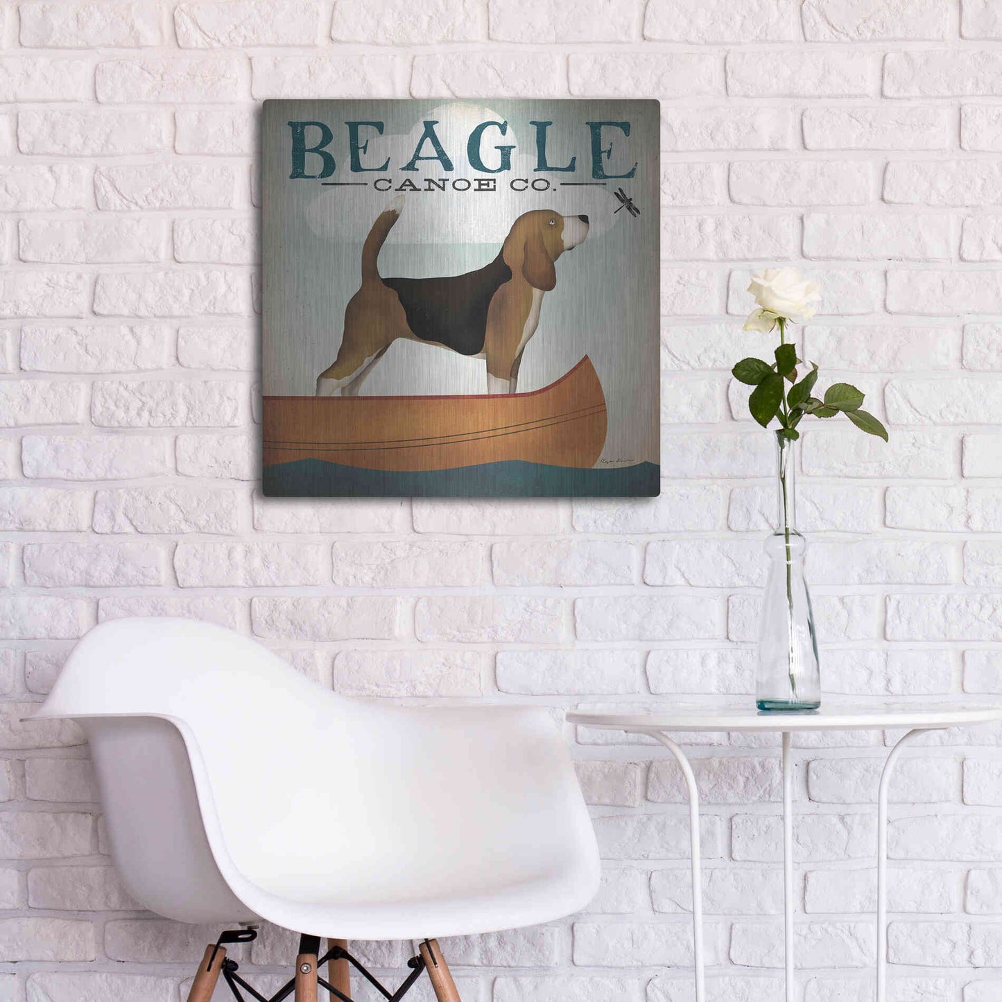 Luxe Metal Art 'Beagle Canoe Co' by Ryan Fowler, Metal Wall Art,24x24