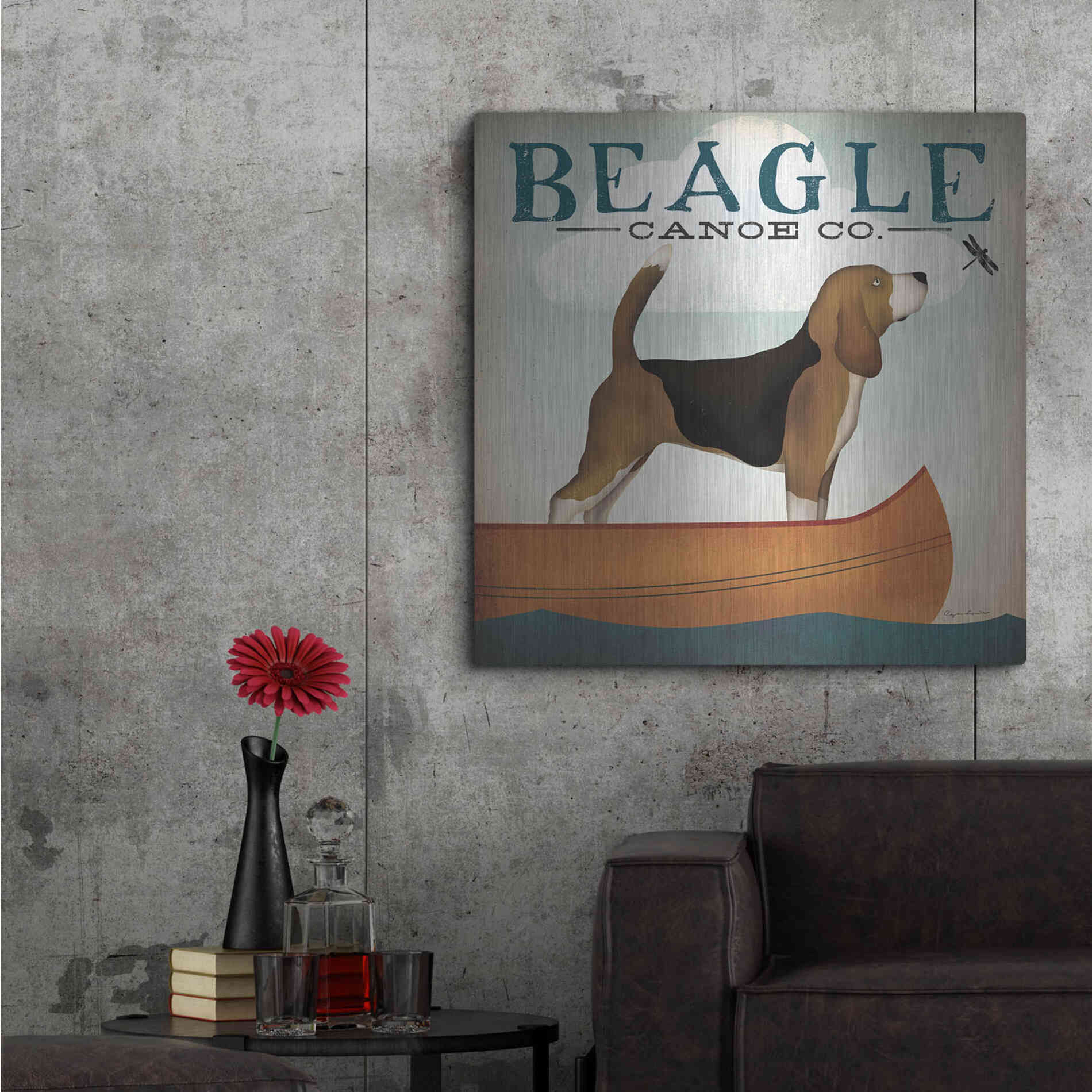 Luxe Metal Art 'Beagle Canoe Co' by Ryan Fowler, Metal Wall Art,36x36