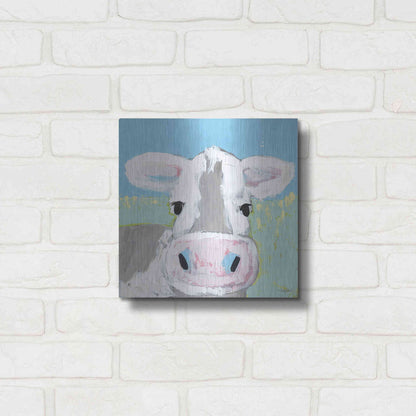 Luxe Metal Art 'Moo' by Roey Ebert, Metal Wall Art,12x12