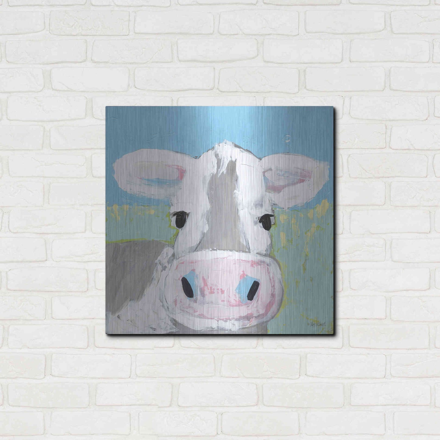 Luxe Metal Art 'Moo' by Roey Ebert, Metal Wall Art,24x24