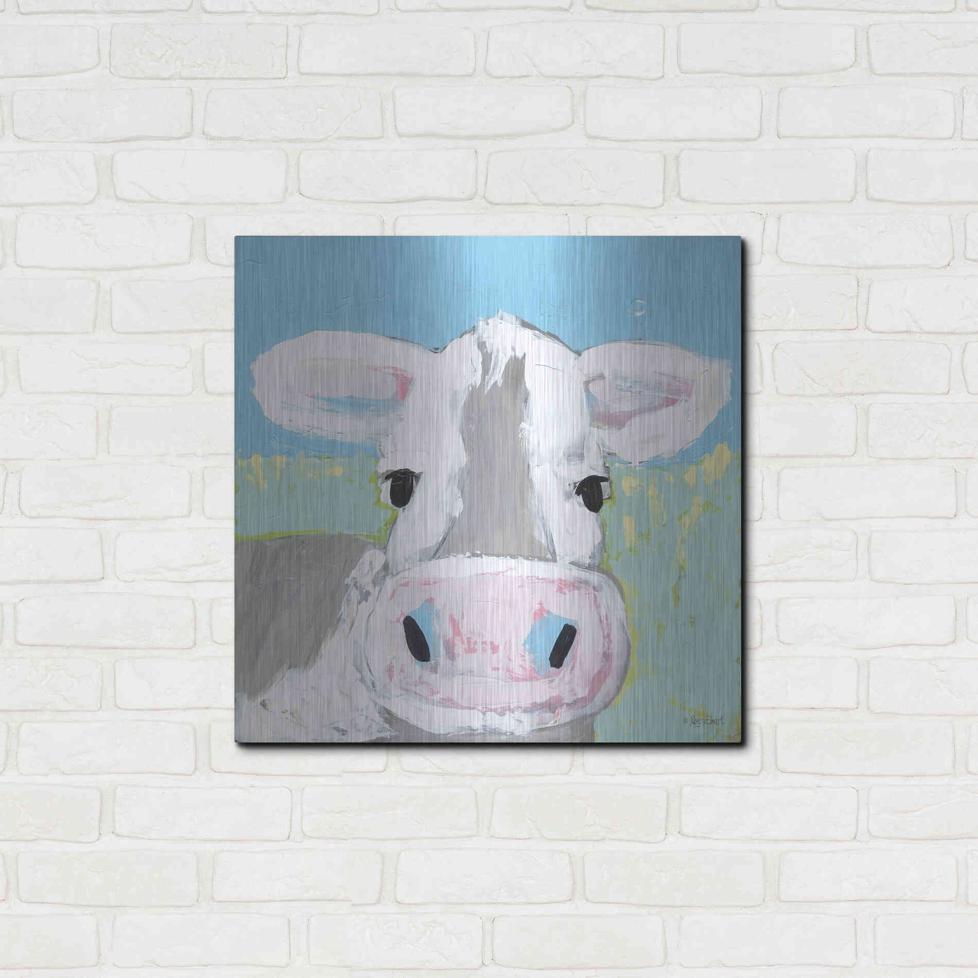 Luxe Metal Art 'Moo' by Roey Ebert, Metal Wall Art,24x24