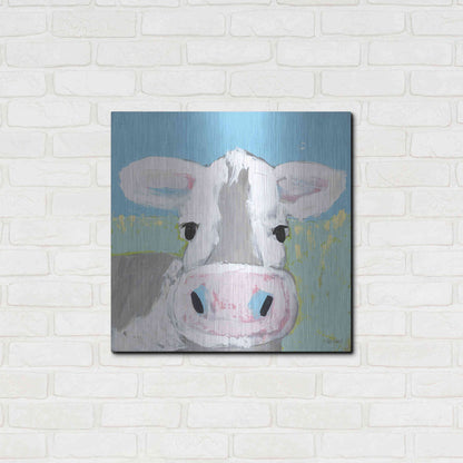 Luxe Metal Art 'Moo' by Roey Ebert, Metal Wall Art,24x24
