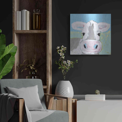 Luxe Metal Art 'Moo' by Roey Ebert, Metal Wall Art,24x24