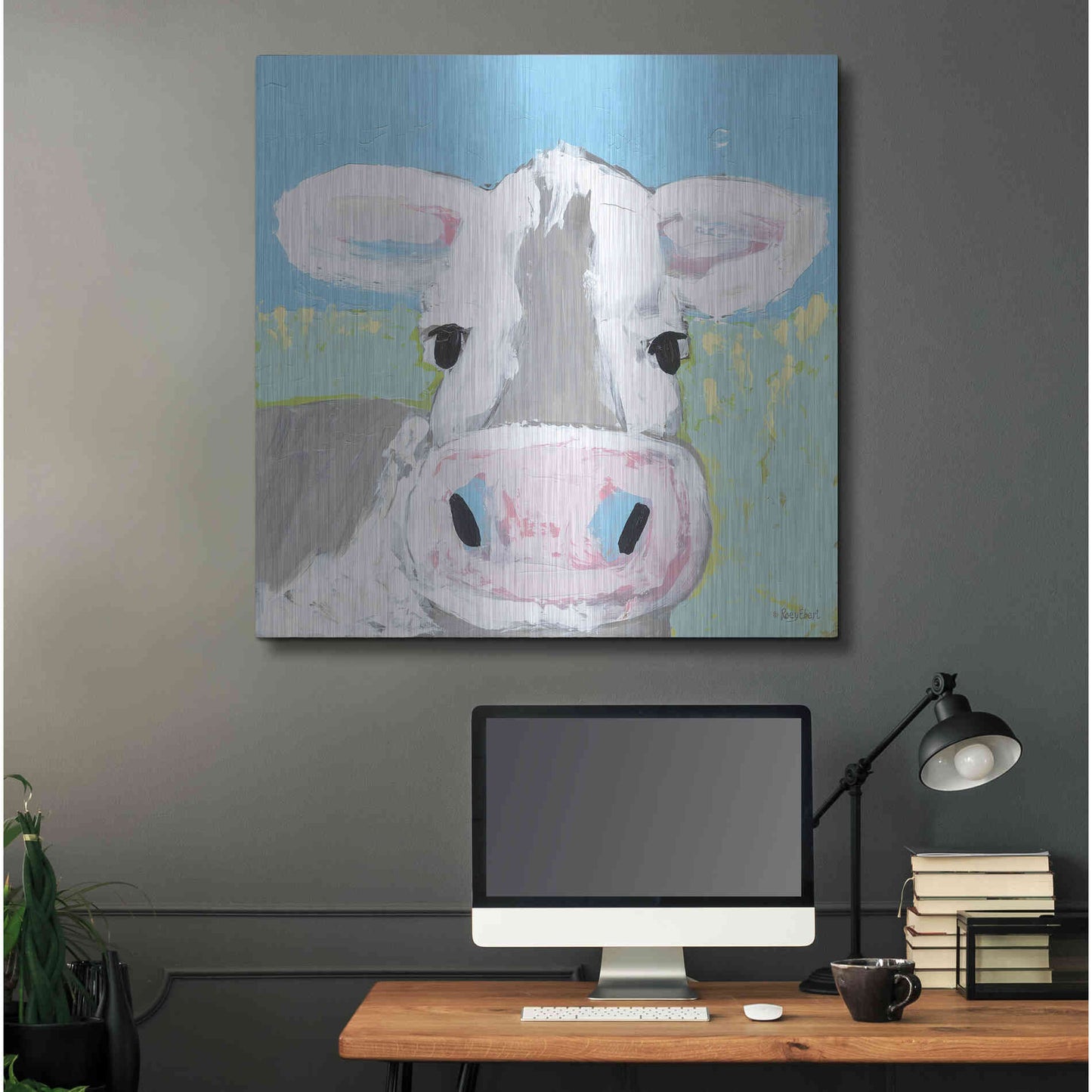 Luxe Metal Art 'Moo' by Roey Ebert, Metal Wall Art,36x36