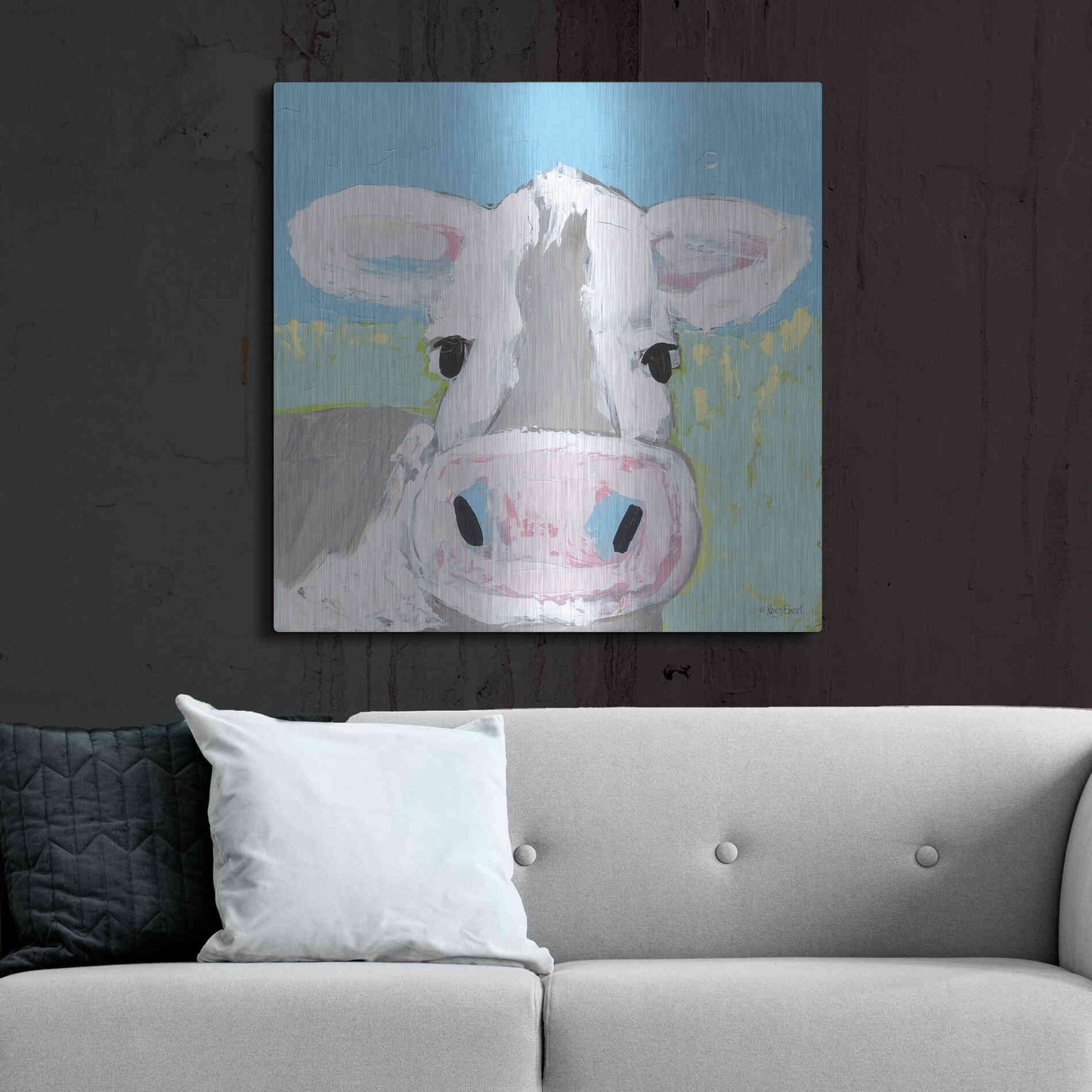 Luxe Metal Art 'Moo' by Roey Ebert, Metal Wall Art,36x36