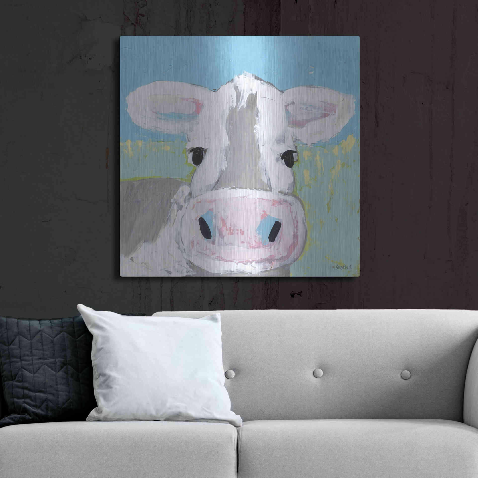 Luxe Metal Art 'Moo' by Roey Ebert, Metal Wall Art,36x36