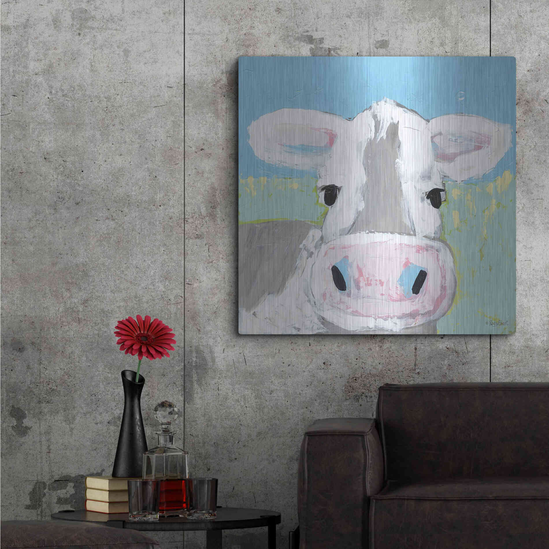 Luxe Metal Art 'Moo' by Roey Ebert, Metal Wall Art,36x36