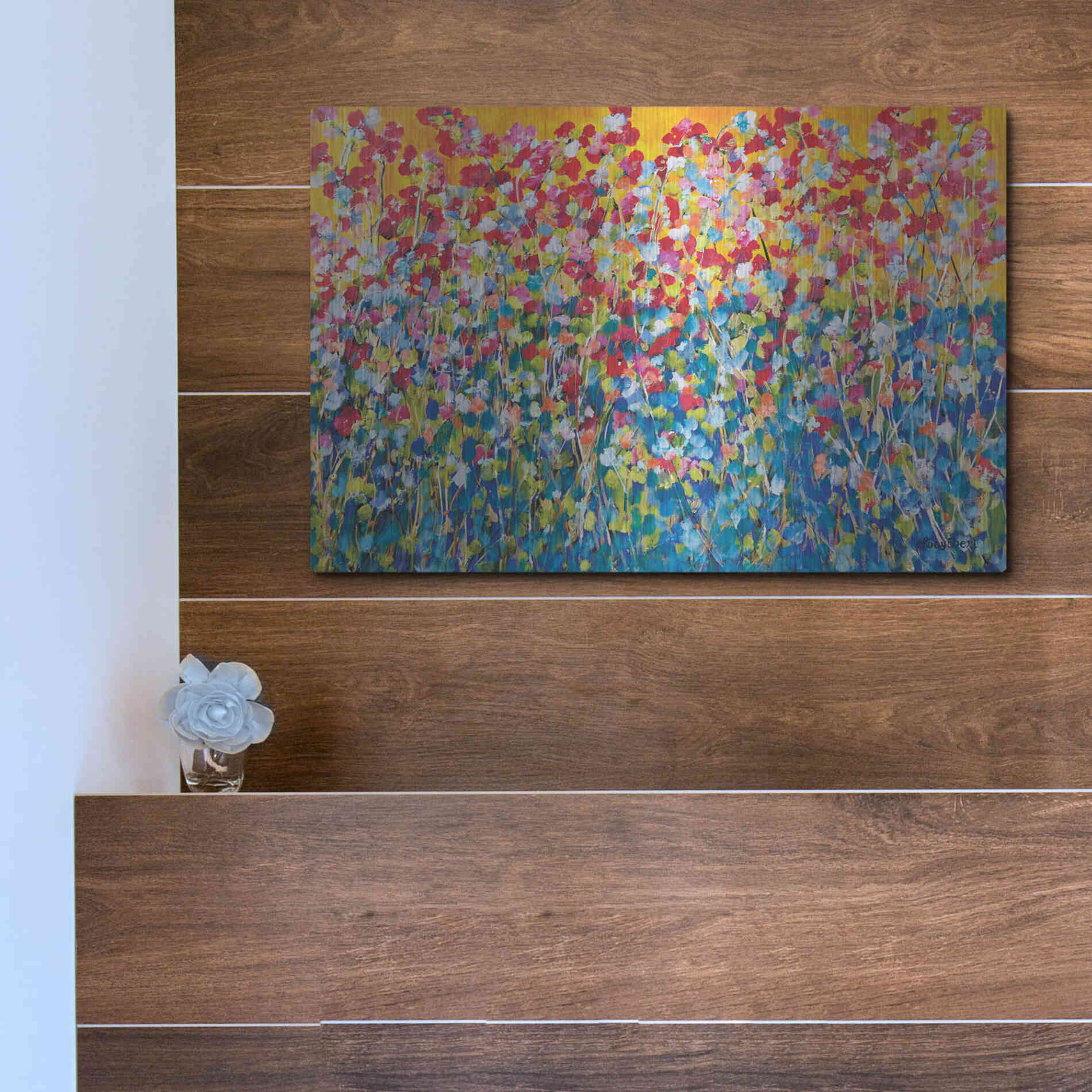 Luxe Metal Art 'Happiness' by Roey Ebert, Metal Wall Art,16x12