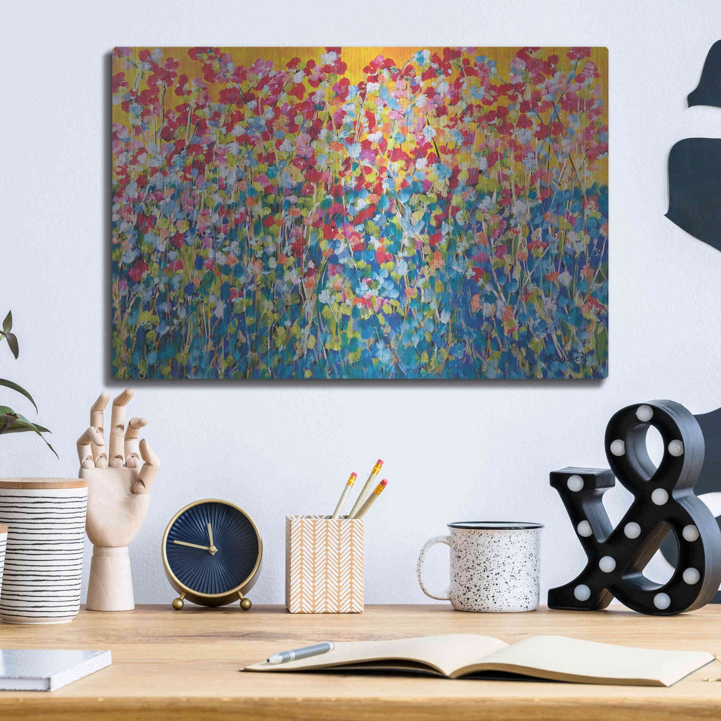 Luxe Metal Art 'Happiness' by Roey Ebert, Metal Wall Art,16x12
