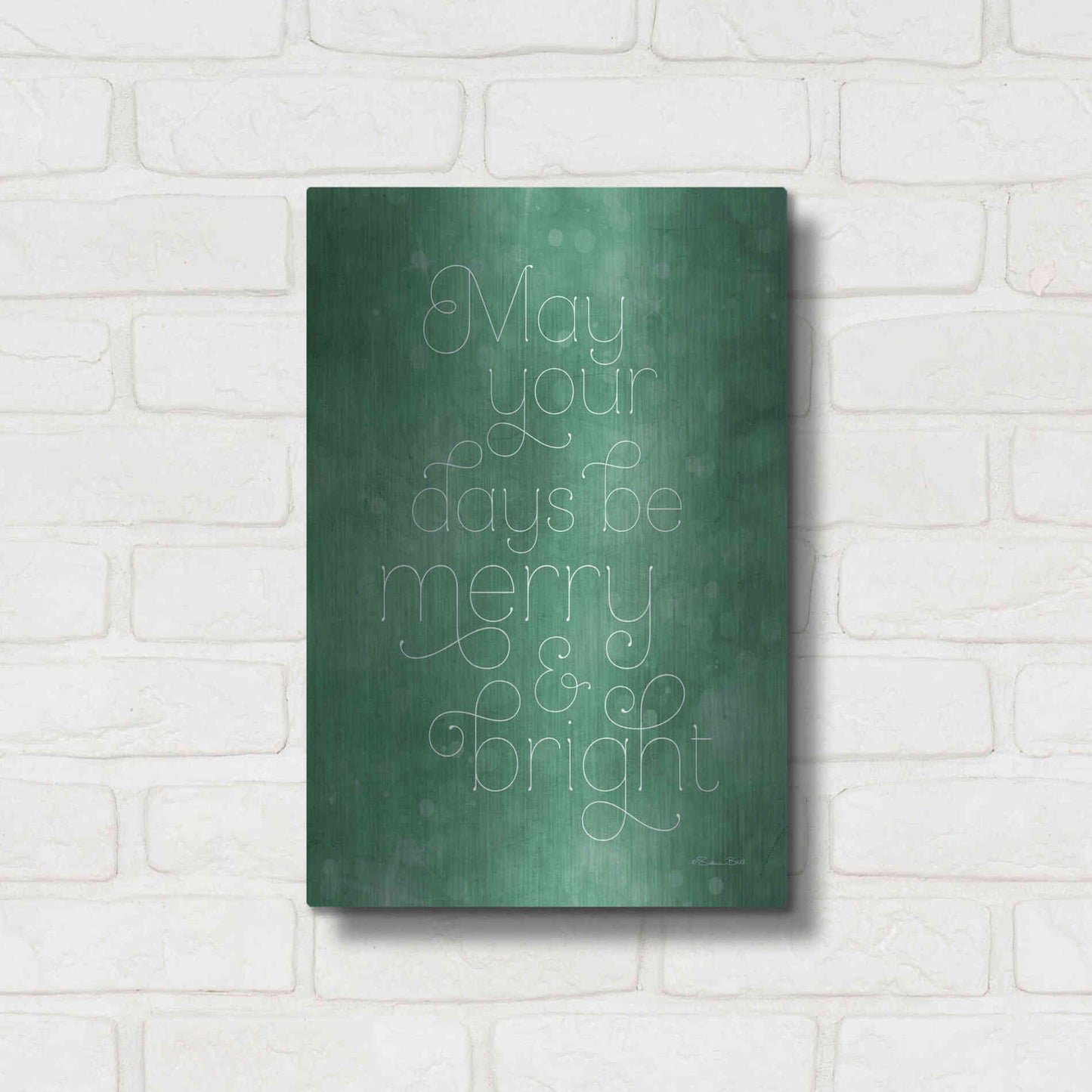 Luxe Metal Art 'Merry & Bright Green' by Susan Ball, Metal Wall Art,12x16