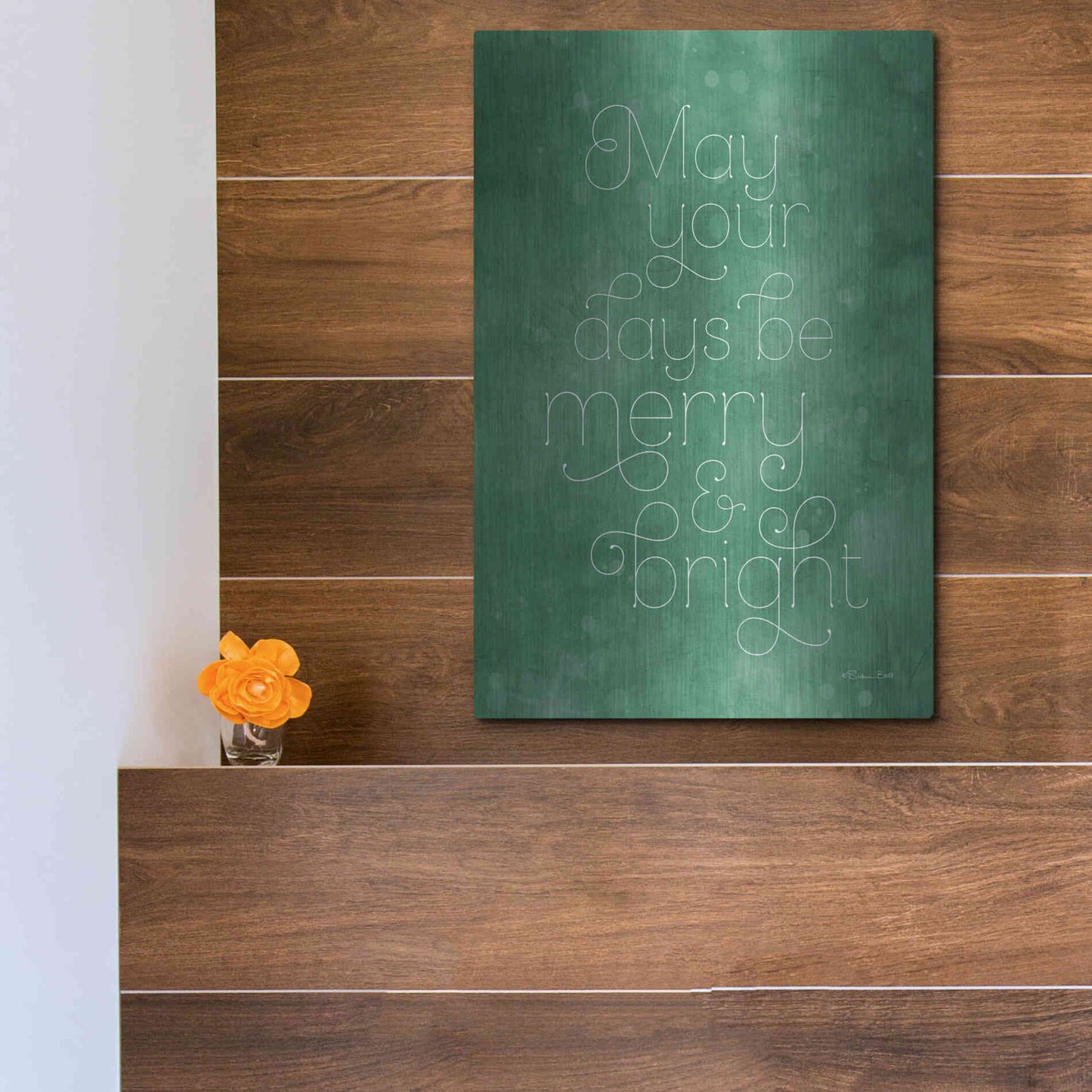 Luxe Metal Art 'Merry & Bright Green' by Susan Ball, Metal Wall Art,12x16