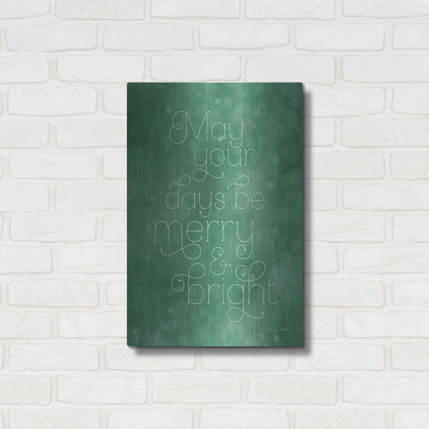 Luxe Metal Art 'Merry & Bright Green' by Susan Ball, Metal Wall Art,16x24