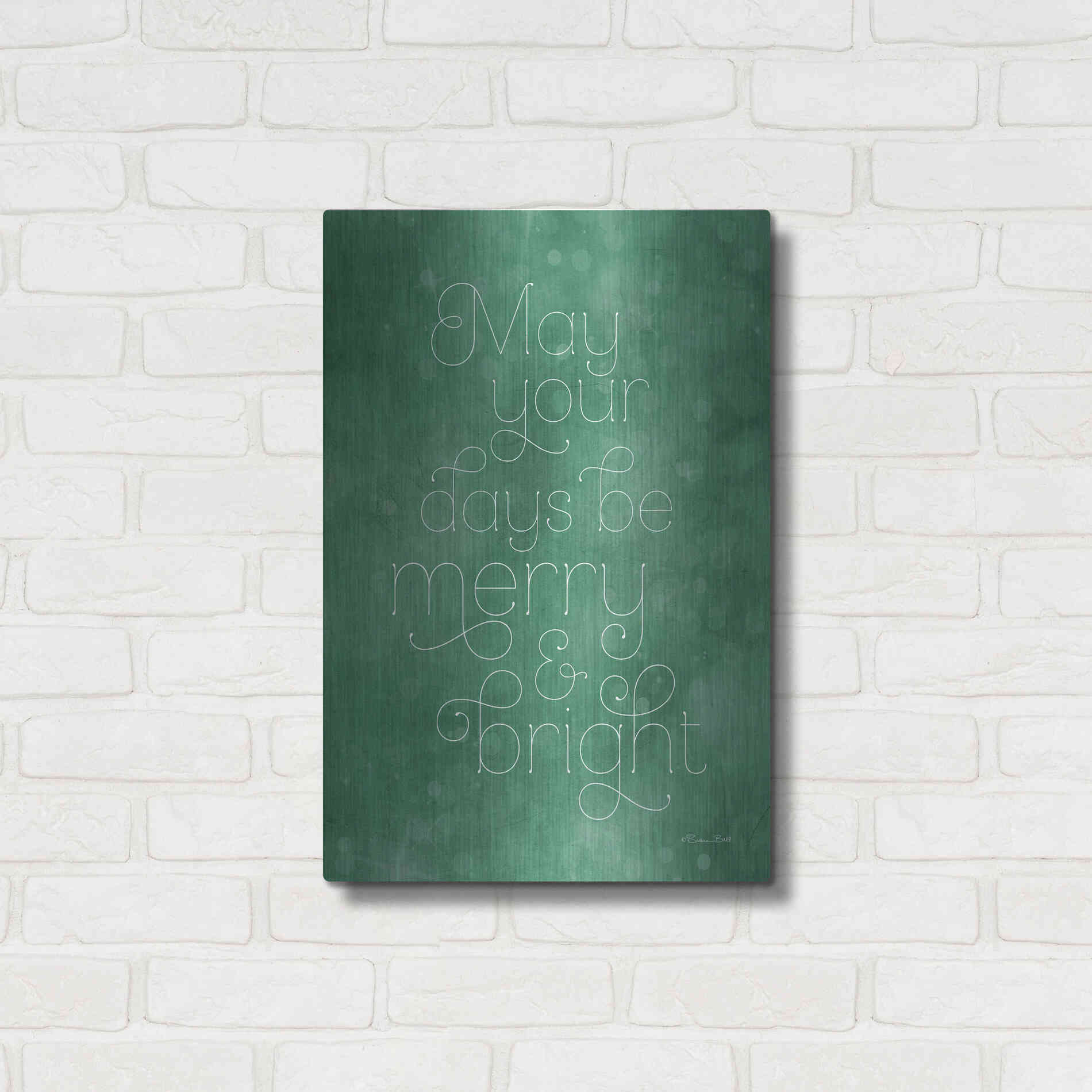 Luxe Metal Art 'Merry & Bright Green' by Susan Ball, Metal Wall Art,16x24