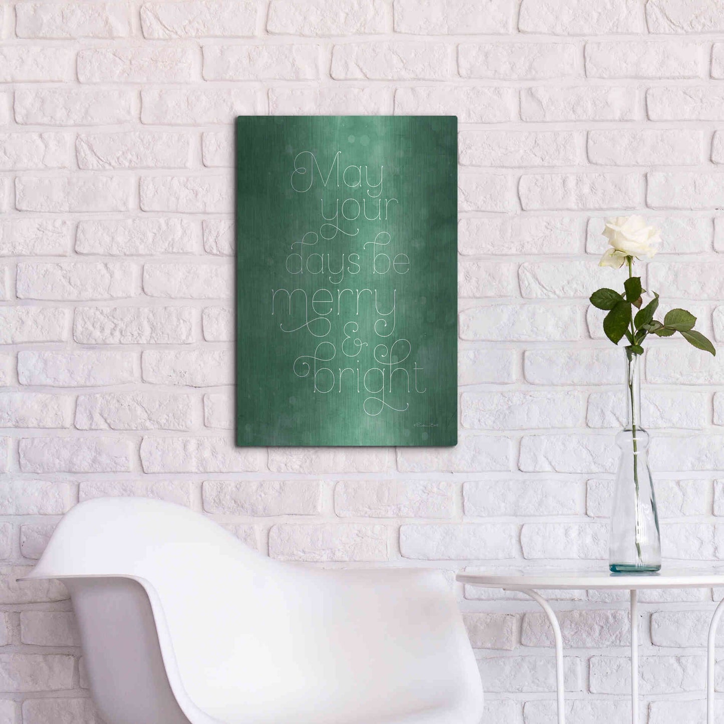Luxe Metal Art 'Merry & Bright Green' by Susan Ball, Metal Wall Art,16x24