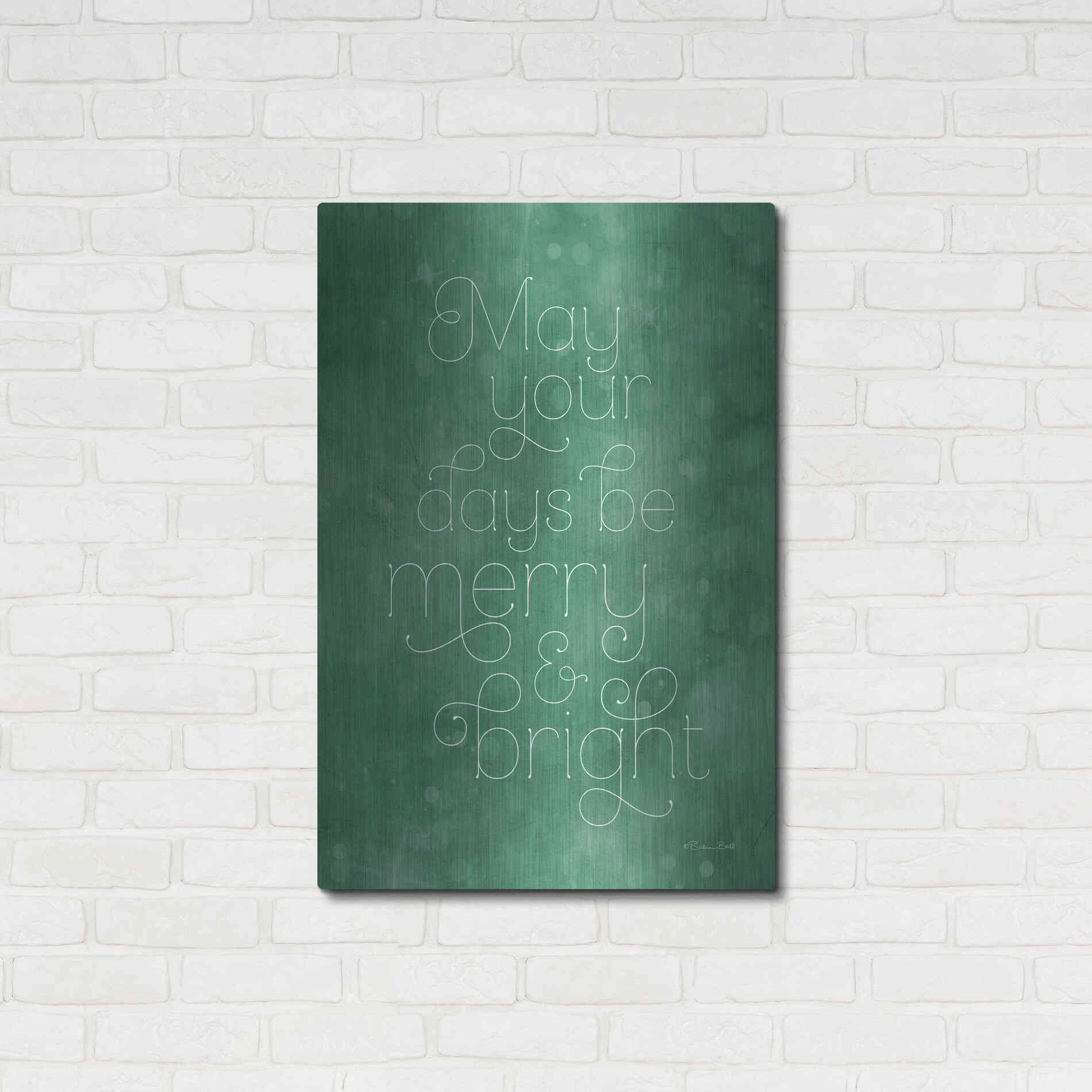 Luxe Metal Art 'Merry & Bright Green' by Susan Ball, Metal Wall Art,24x36