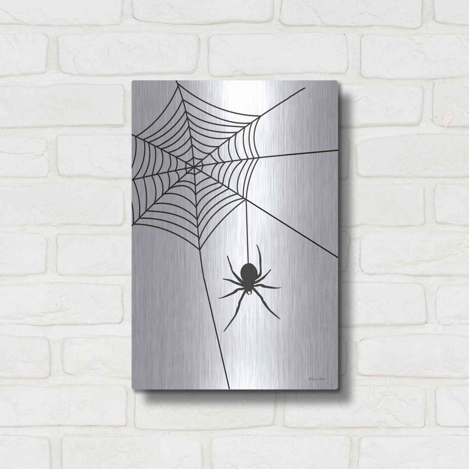 Luxe Metal Art 'Creepy Spider' by Susan Ball, Metal Wall Art,12x16