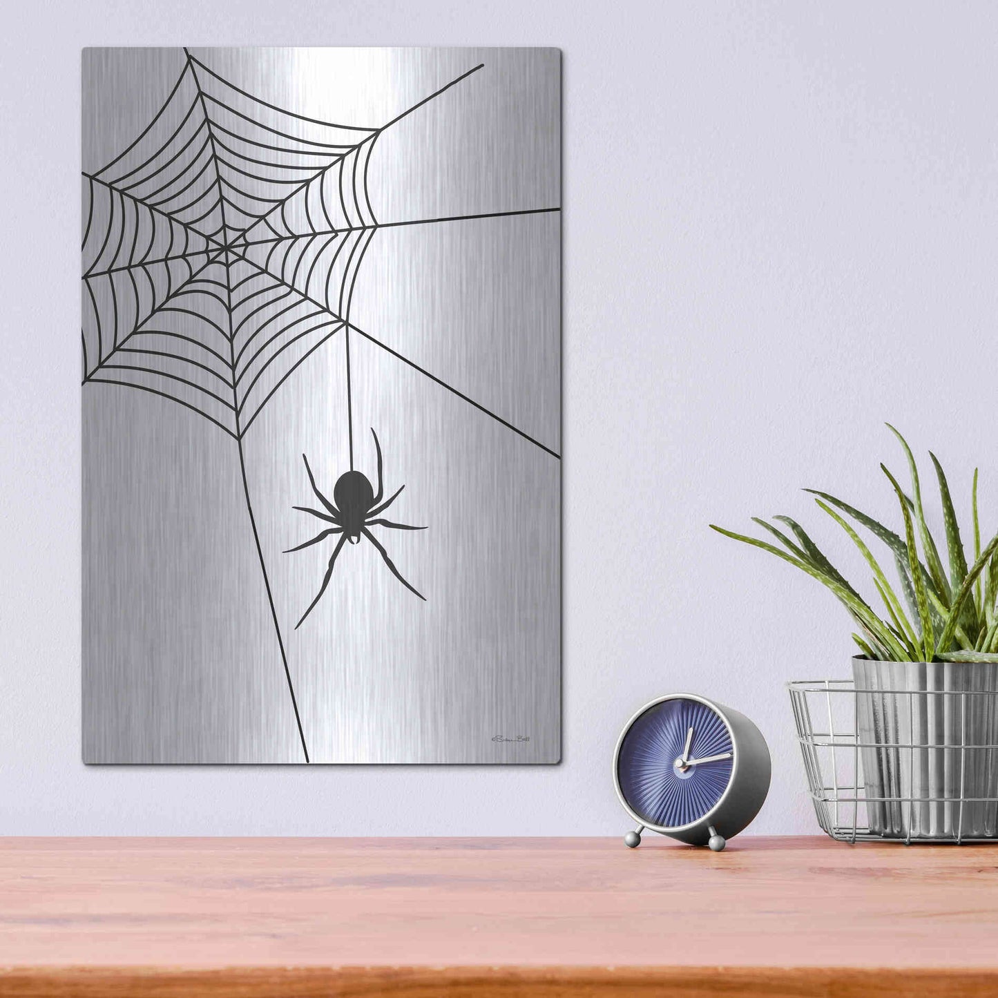 Luxe Metal Art 'Creepy Spider' by Susan Ball, Metal Wall Art,12x16