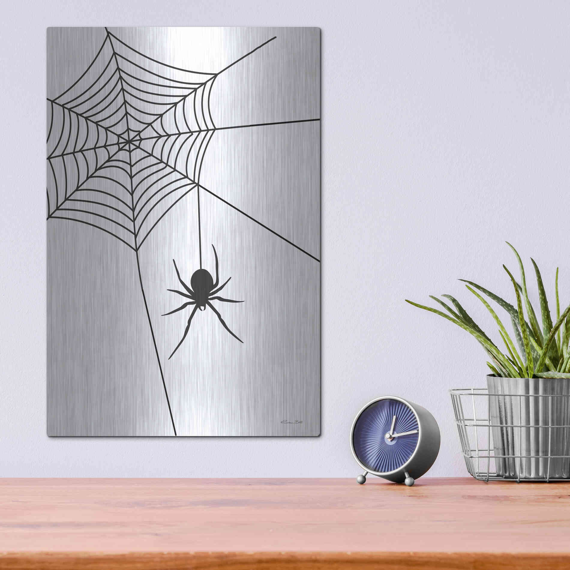 Luxe Metal Art 'Creepy Spider' by Susan Ball, Metal Wall Art,12x16