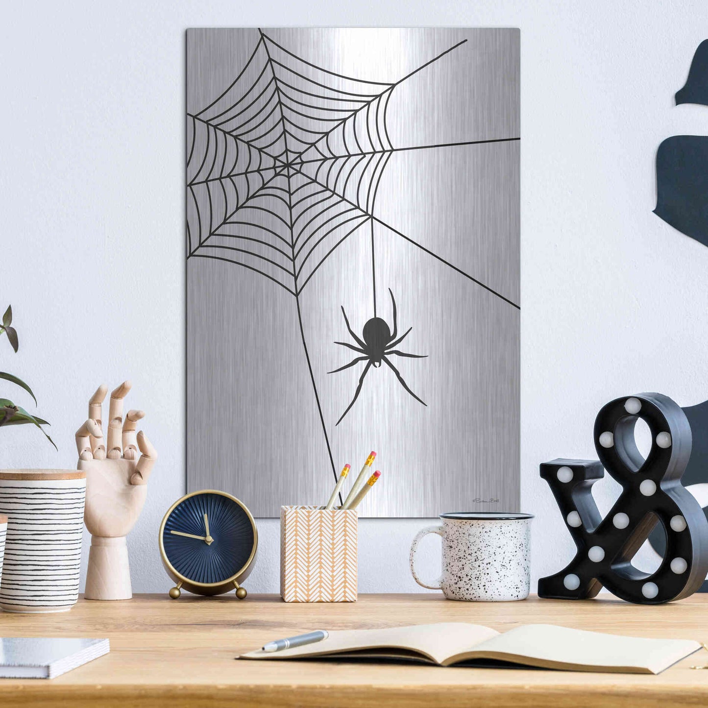 Luxe Metal Art 'Creepy Spider' by Susan Ball, Metal Wall Art,12x16