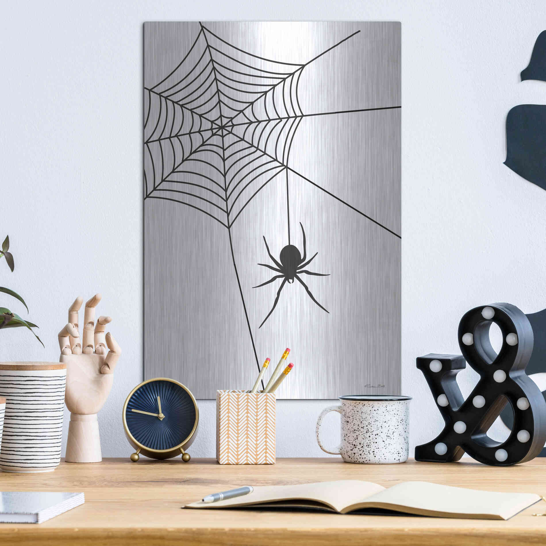 Luxe Metal Art 'Creepy Spider' by Susan Ball, Metal Wall Art,12x16