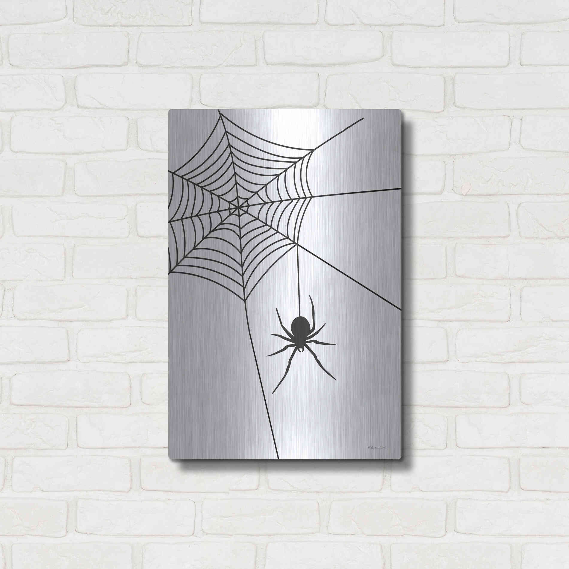 Luxe Metal Art 'Creepy Spider' by Susan Ball, Metal Wall Art,16x24