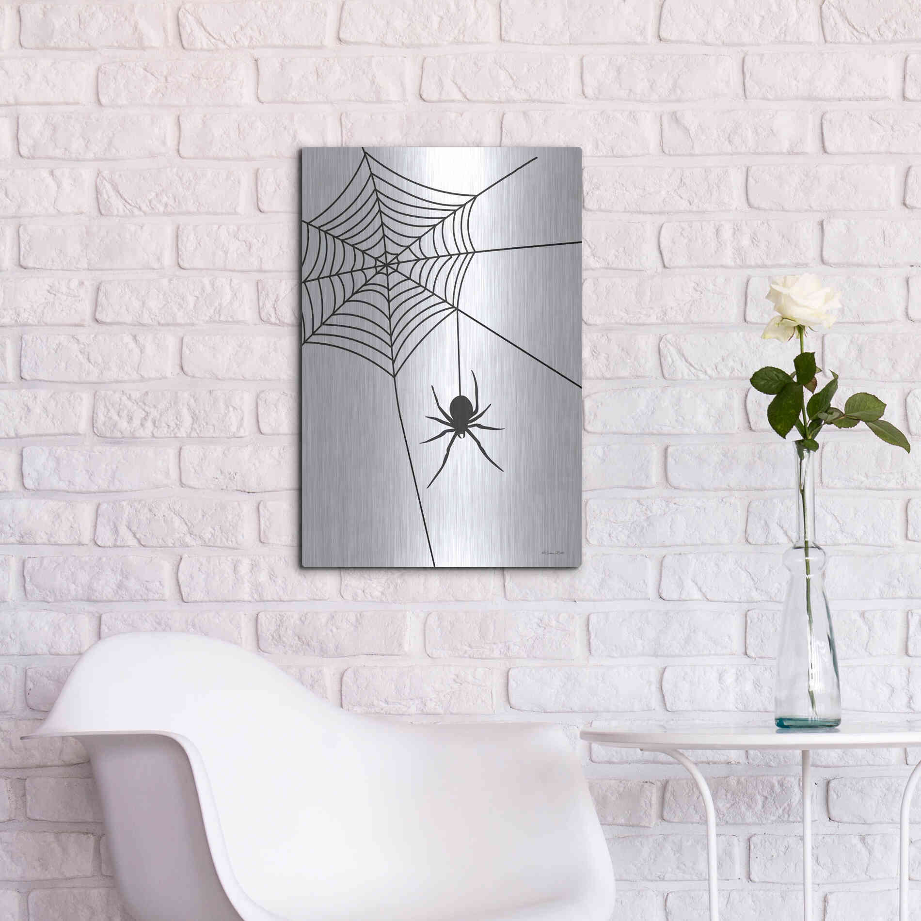 Luxe Metal Art 'Creepy Spider' by Susan Ball, Metal Wall Art,16x24