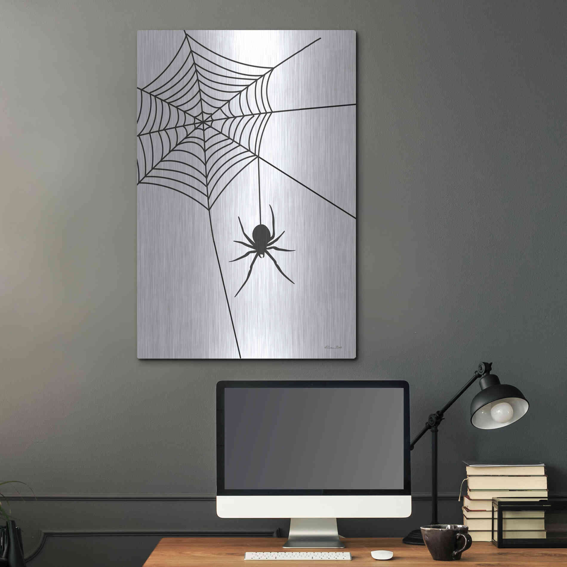 Luxe Metal Art 'Creepy Spider' by Susan Ball, Metal Wall Art,24x36