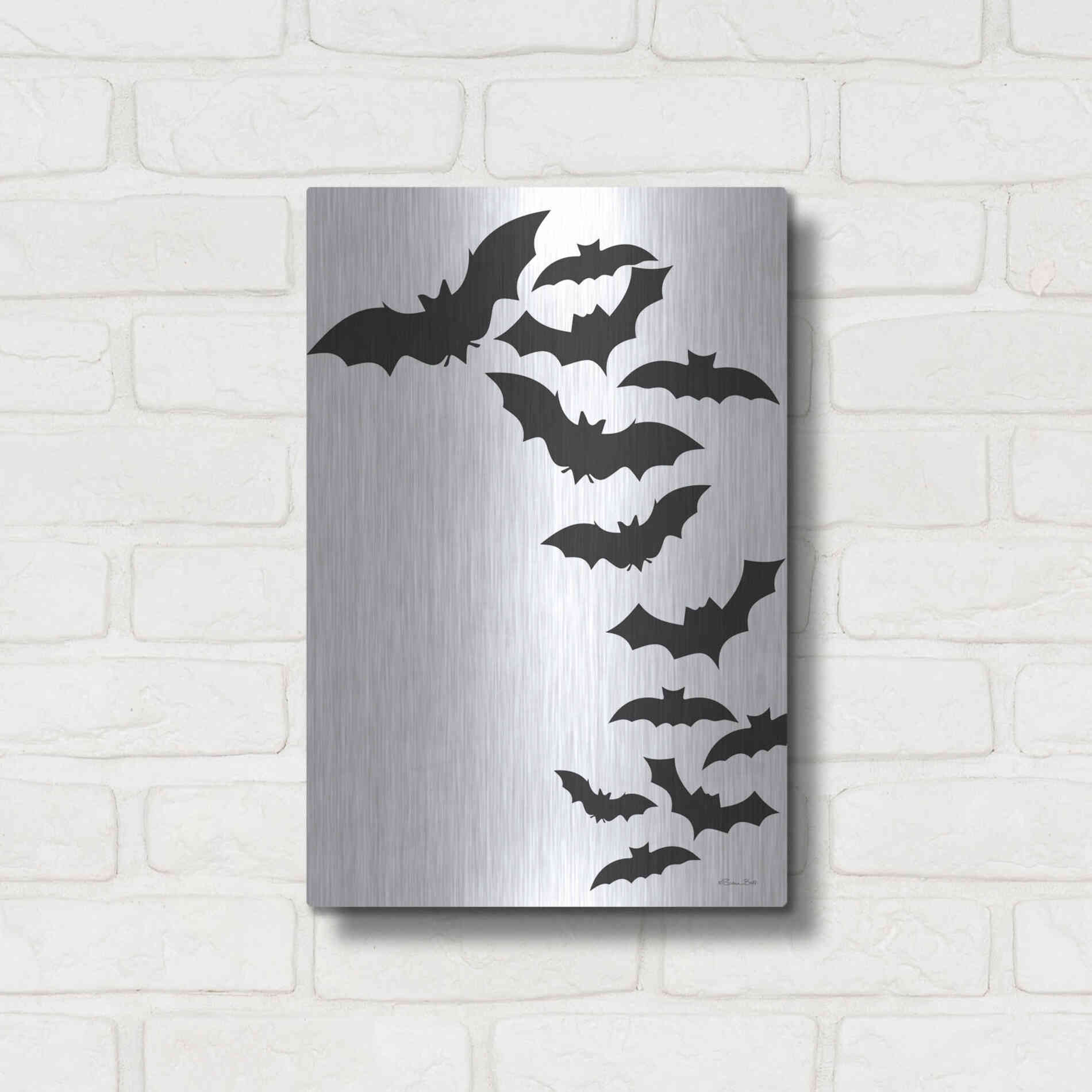 Luxe Metal Art 'Flock of Bats' by Susan Ball, Metal Wall Art,12x16