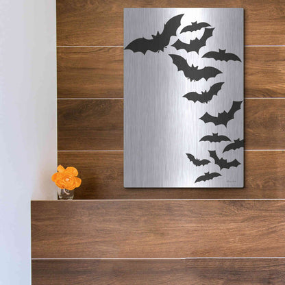 Luxe Metal Art 'Flock of Bats' by Susan Ball, Metal Wall Art,12x16