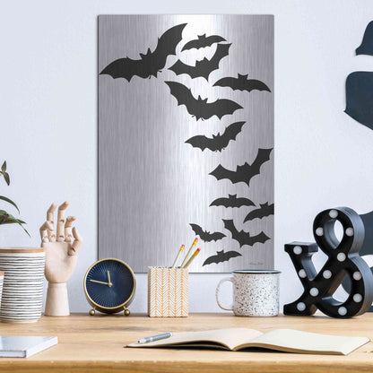 Luxe Metal Art 'Flock of Bats' by Susan Ball, Metal Wall Art,12x16