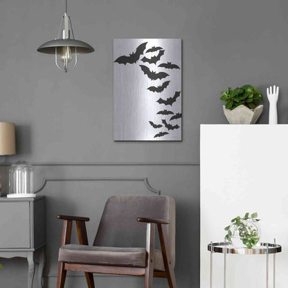 Luxe Metal Art 'Flock of Bats' by Susan Ball, Metal Wall Art,16x24