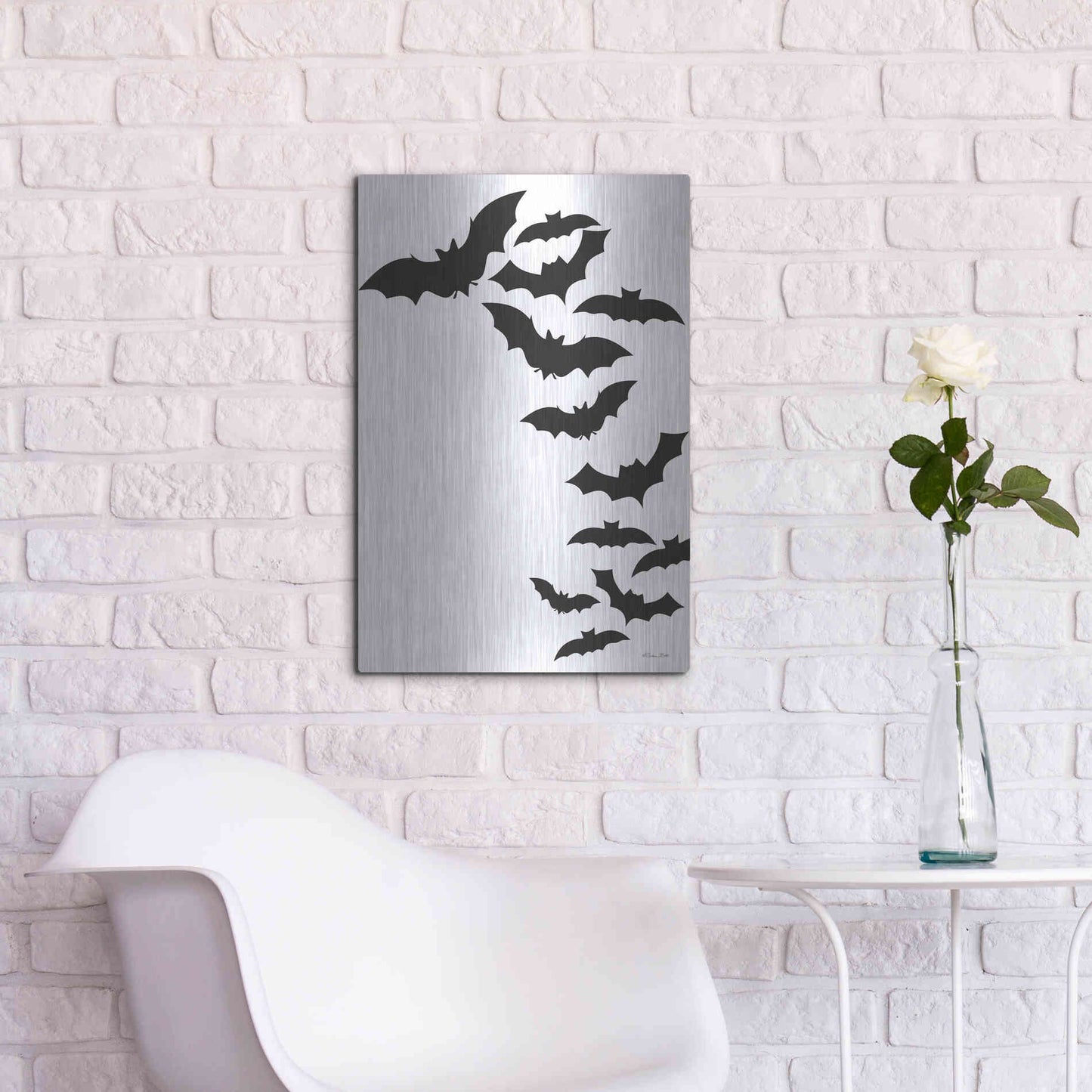 Luxe Metal Art 'Flock of Bats' by Susan Ball, Metal Wall Art,16x24