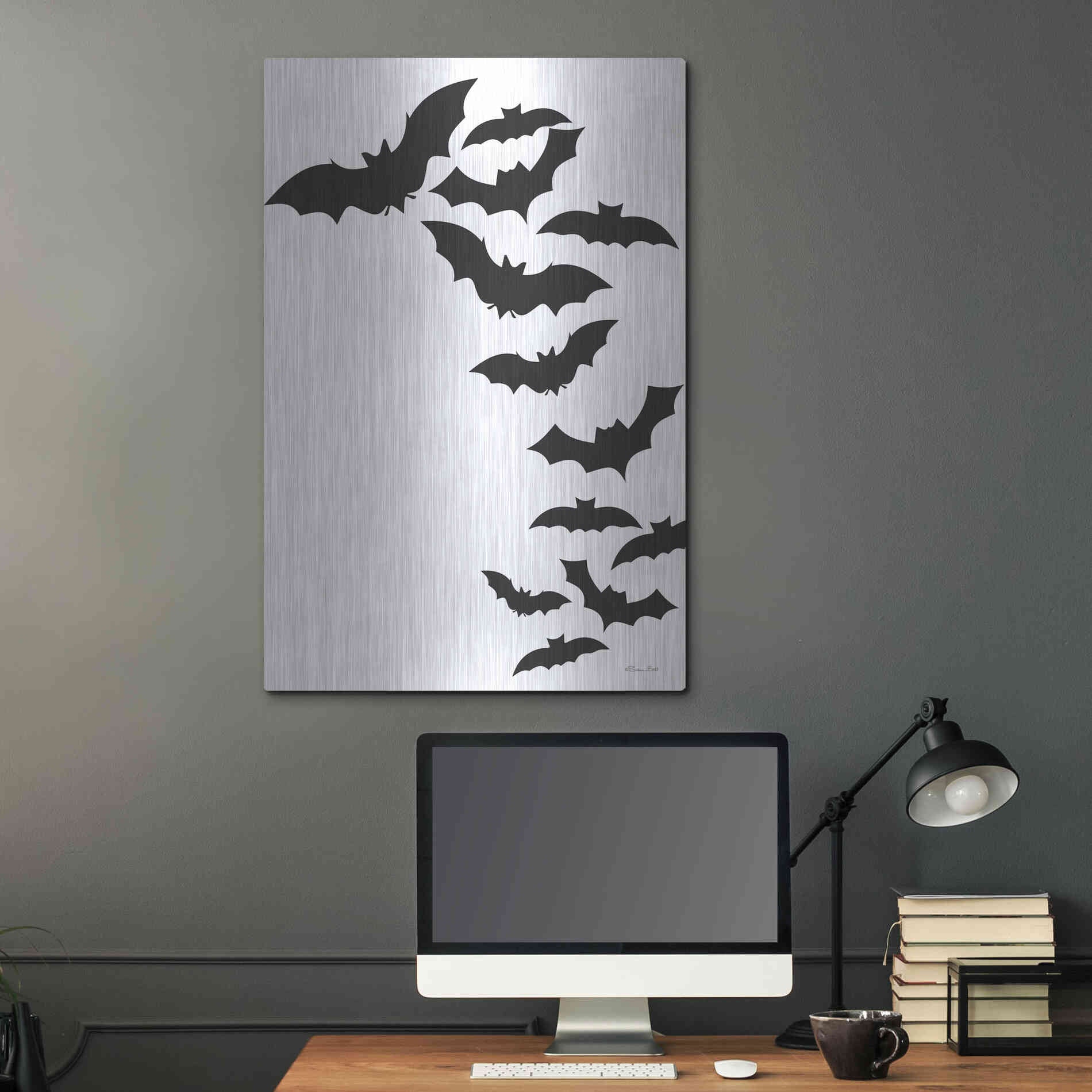 Luxe Metal Art 'Flock of Bats' by Susan Ball, Metal Wall Art,24x36