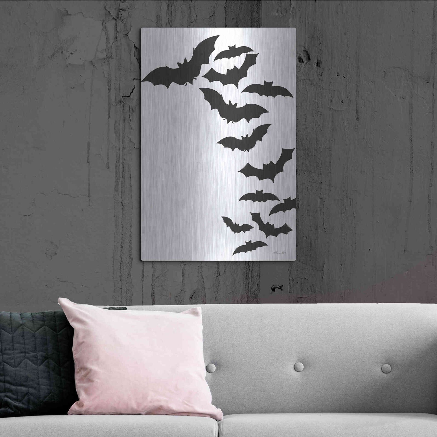 Luxe Metal Art 'Flock of Bats' by Susan Ball, Metal Wall Art,24x36