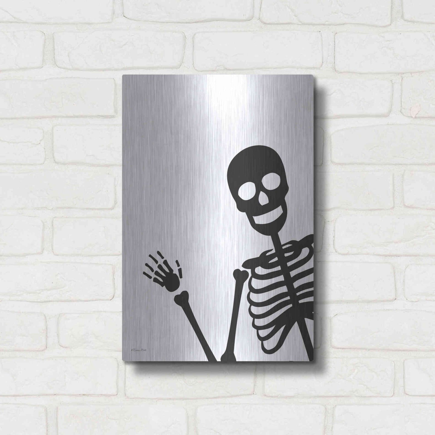 Luxe Metal Art 'Peek-a-boo Skeleton' by Susan Ball, Metal Wall Art,12x16