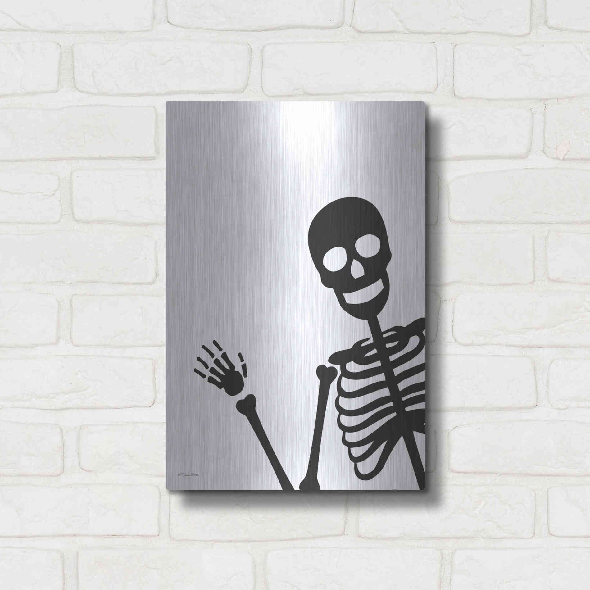 Luxe Metal Art 'Peek-a-boo Skeleton' by Susan Ball, Metal Wall Art,12x16