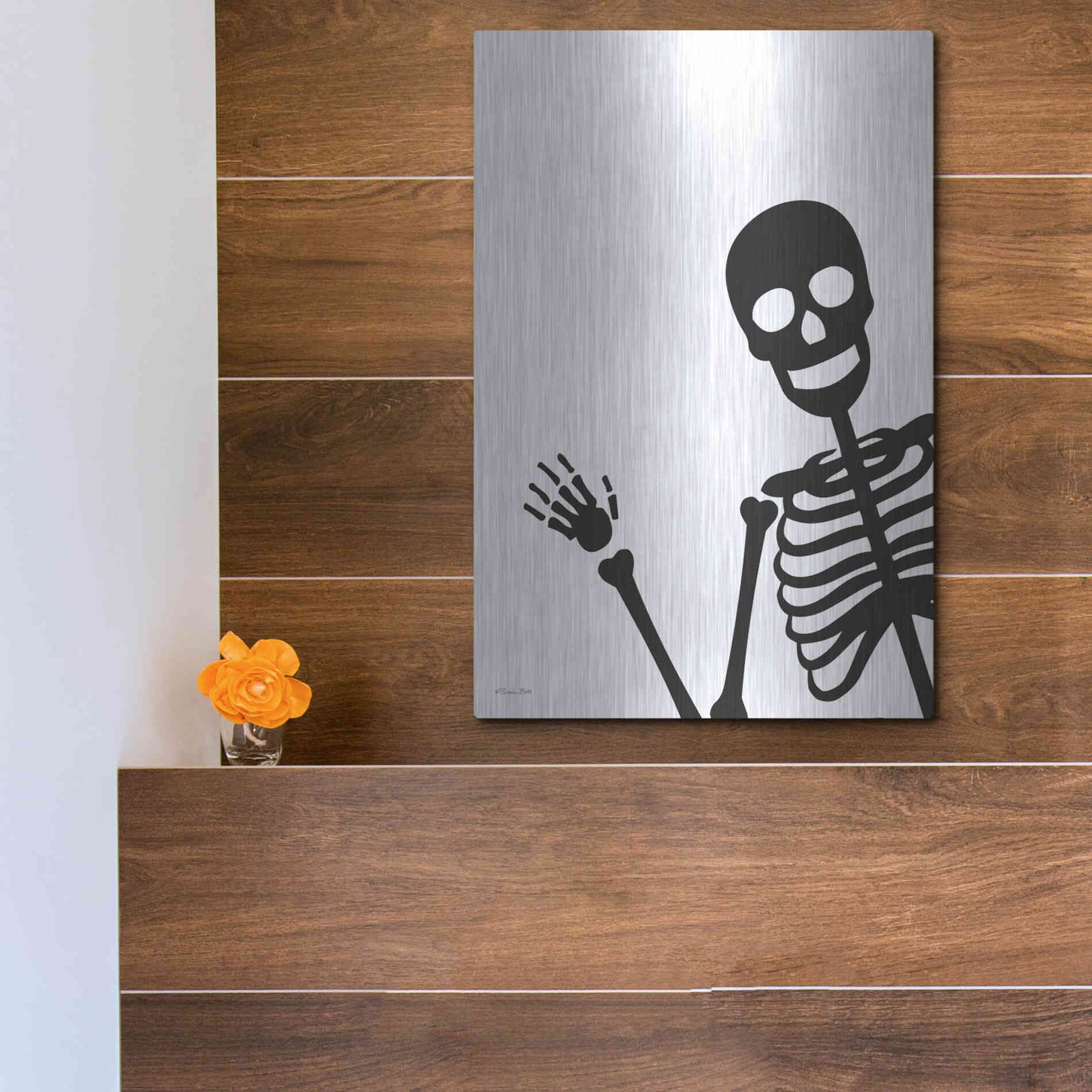 Luxe Metal Art 'Peek-a-boo Skeleton' by Susan Ball, Metal Wall Art,12x16