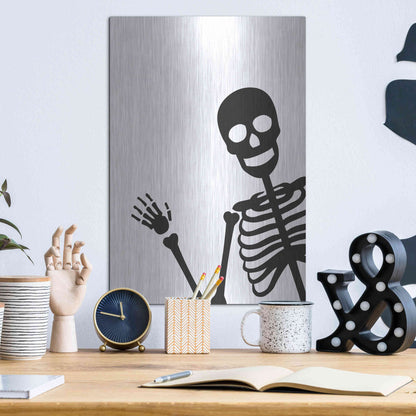 Luxe Metal Art 'Peek-a-boo Skeleton' by Susan Ball, Metal Wall Art,12x16