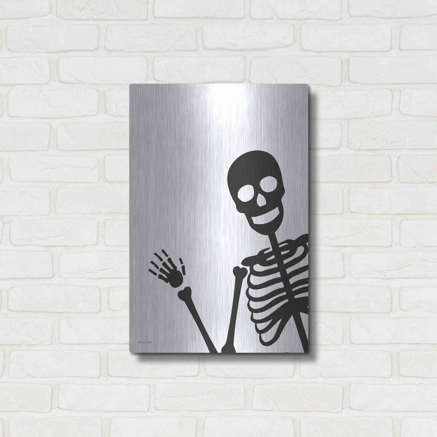 Luxe Metal Art 'Peek-a-boo Skeleton' by Susan Ball, Metal Wall Art,16x24