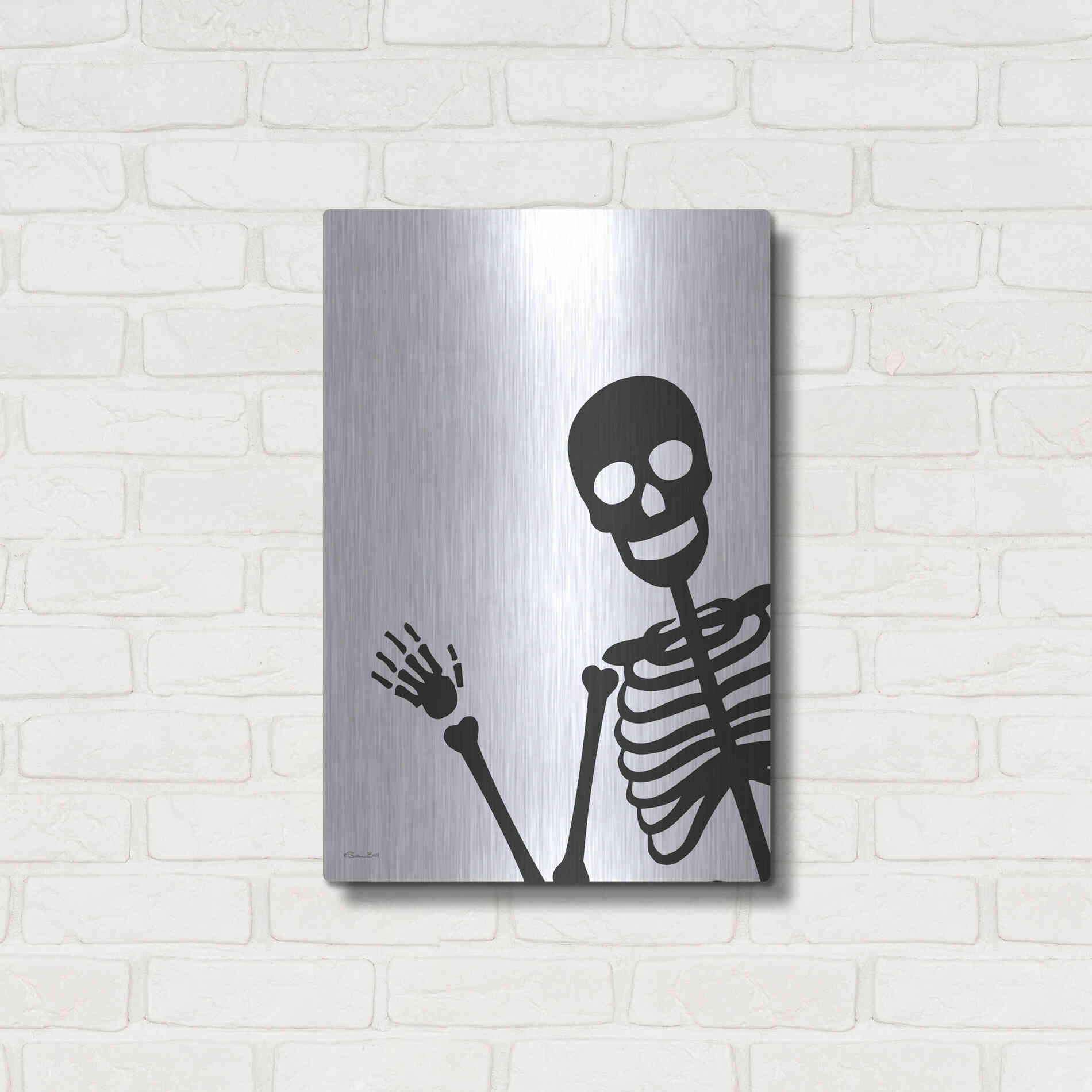 Luxe Metal Art 'Peek-a-boo Skeleton' by Susan Ball, Metal Wall Art,16x24