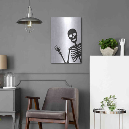 Luxe Metal Art 'Peek-a-boo Skeleton' by Susan Ball, Metal Wall Art,16x24