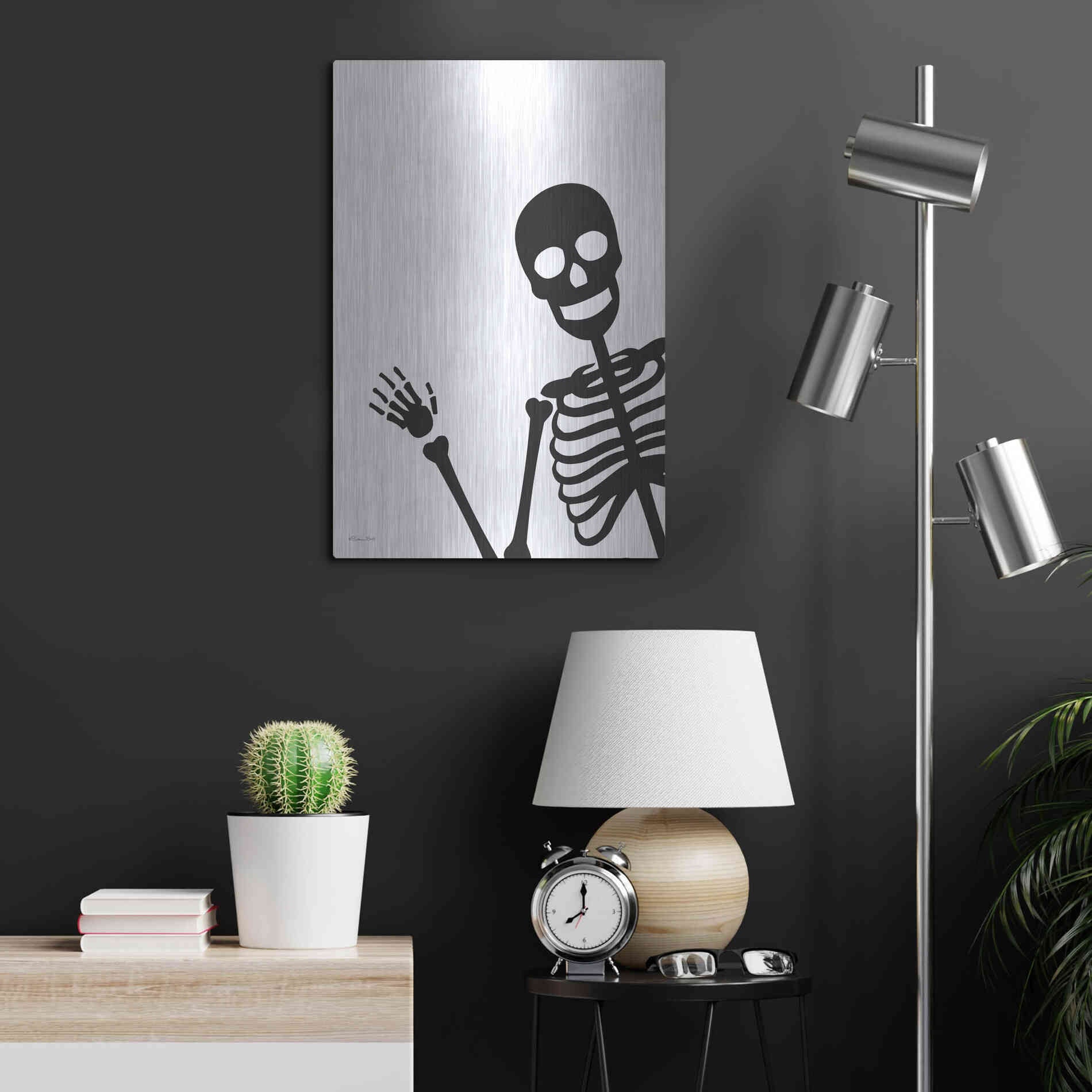 Luxe Metal Art 'Peek-a-boo Skeleton' by Susan Ball, Metal Wall Art,16x24