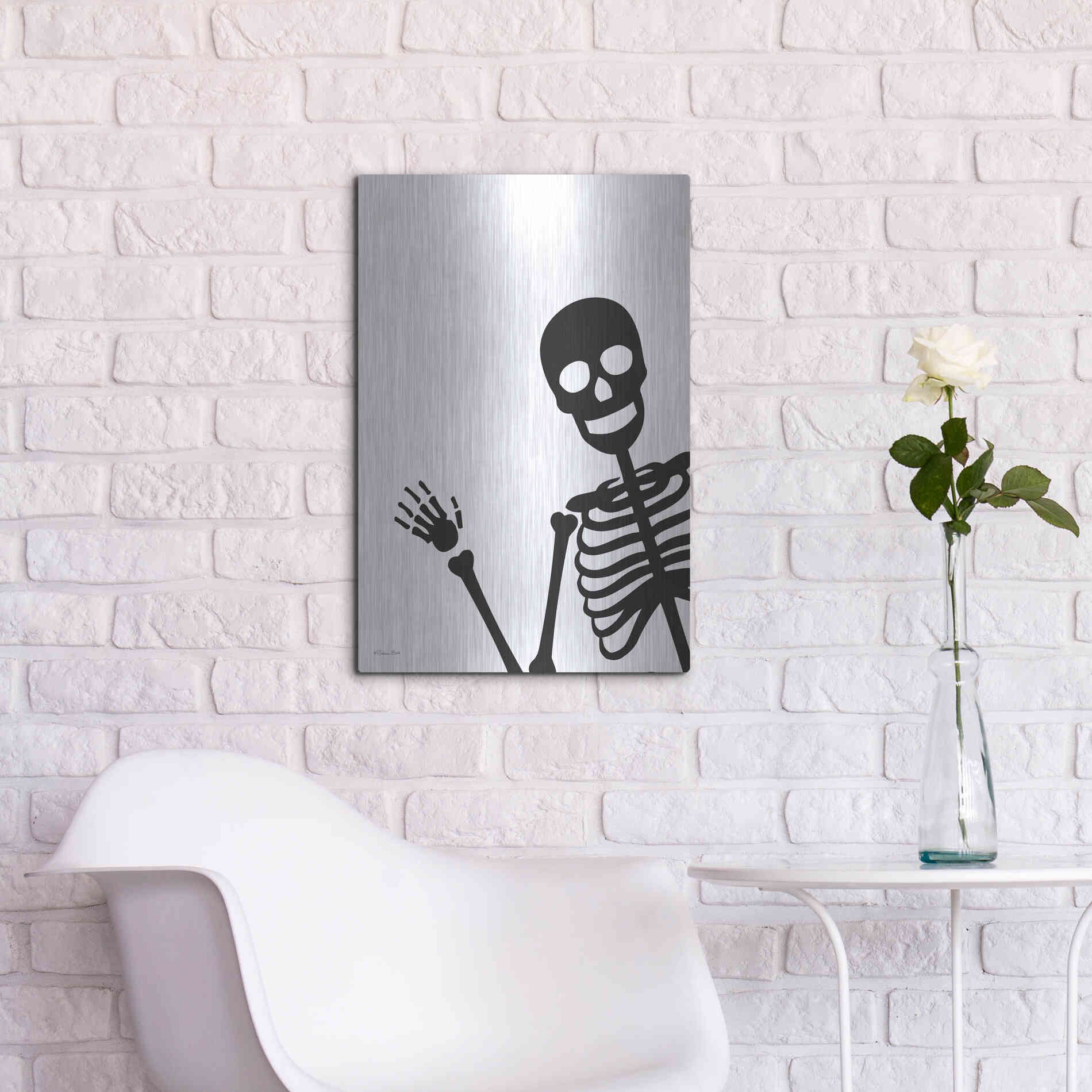 Luxe Metal Art 'Peek-a-boo Skeleton' by Susan Ball, Metal Wall Art,16x24