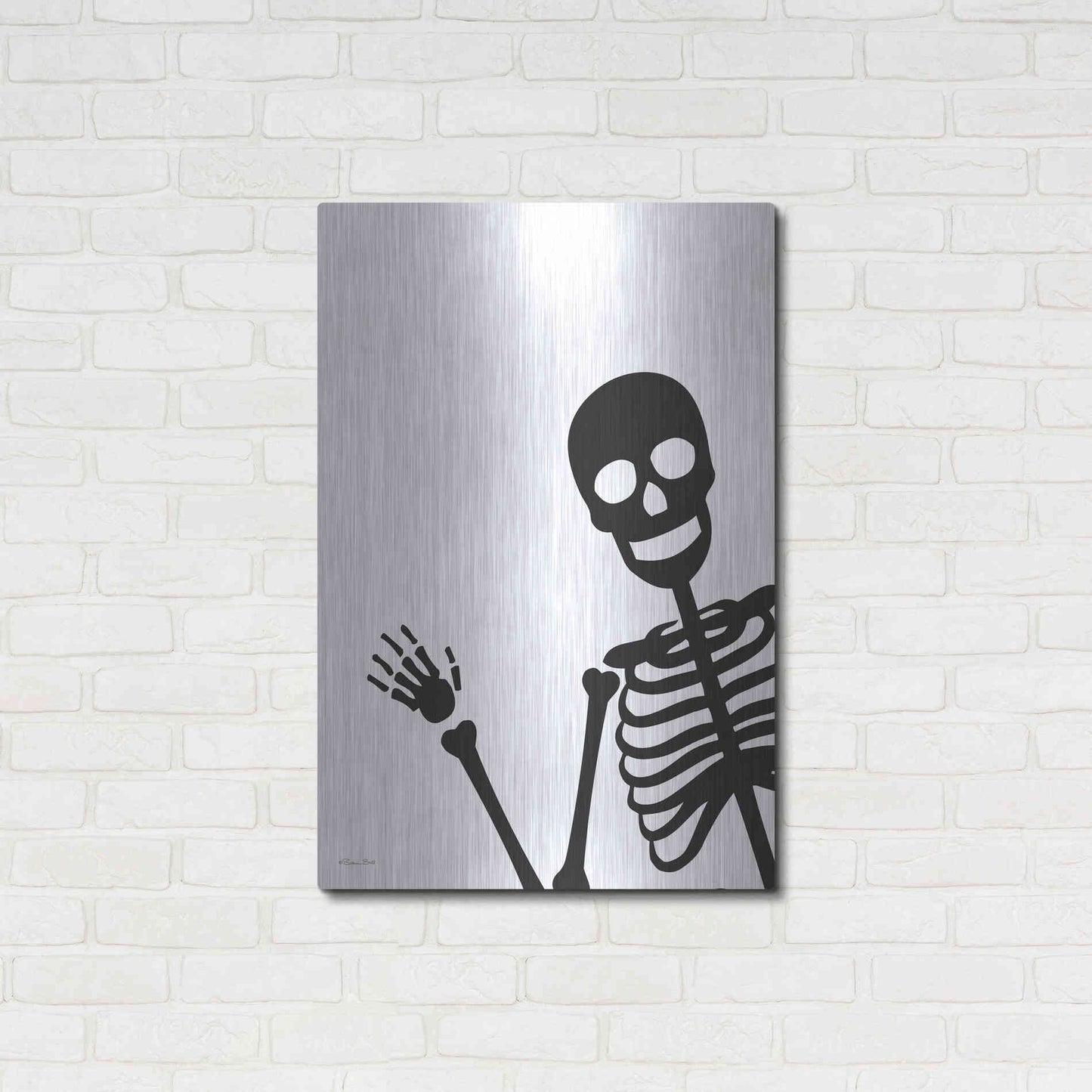 Luxe Metal Art 'Peek-a-boo Skeleton' by Susan Ball, Metal Wall Art,24x36